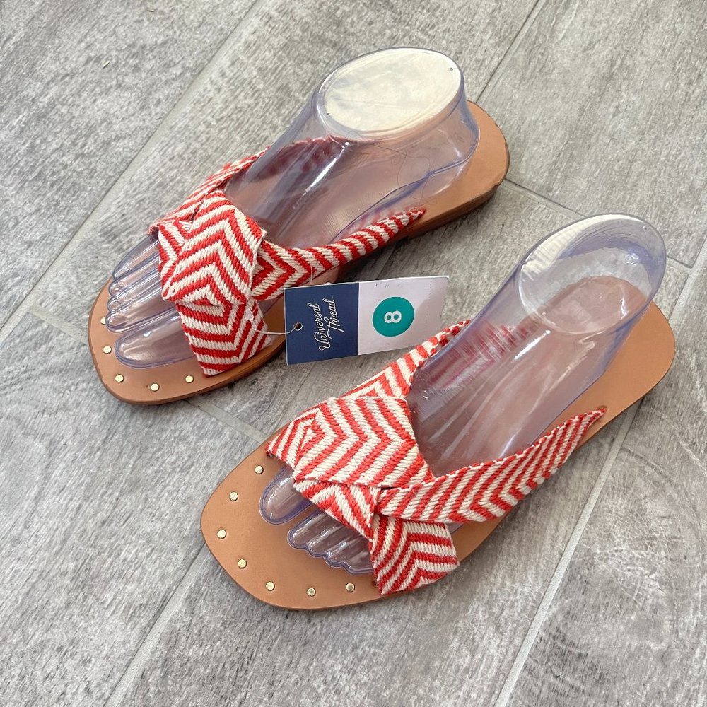 NWT Women's Louise Chevron Print Knotted Slide Sandals - Universal Thread - Red